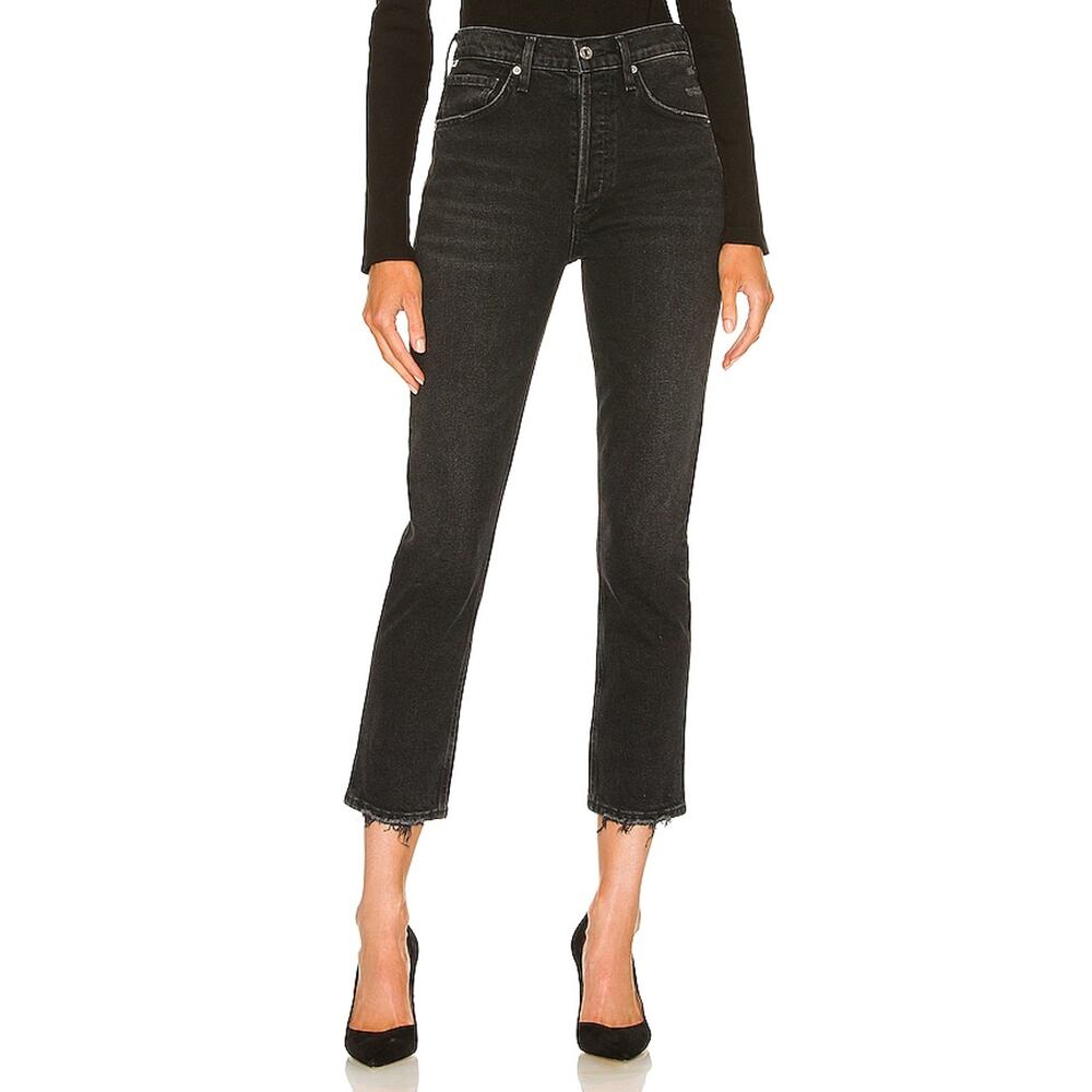 Citizens Of Humanity 'Jolene' Black High Rise Vintage Slim Denim Jean Size 24